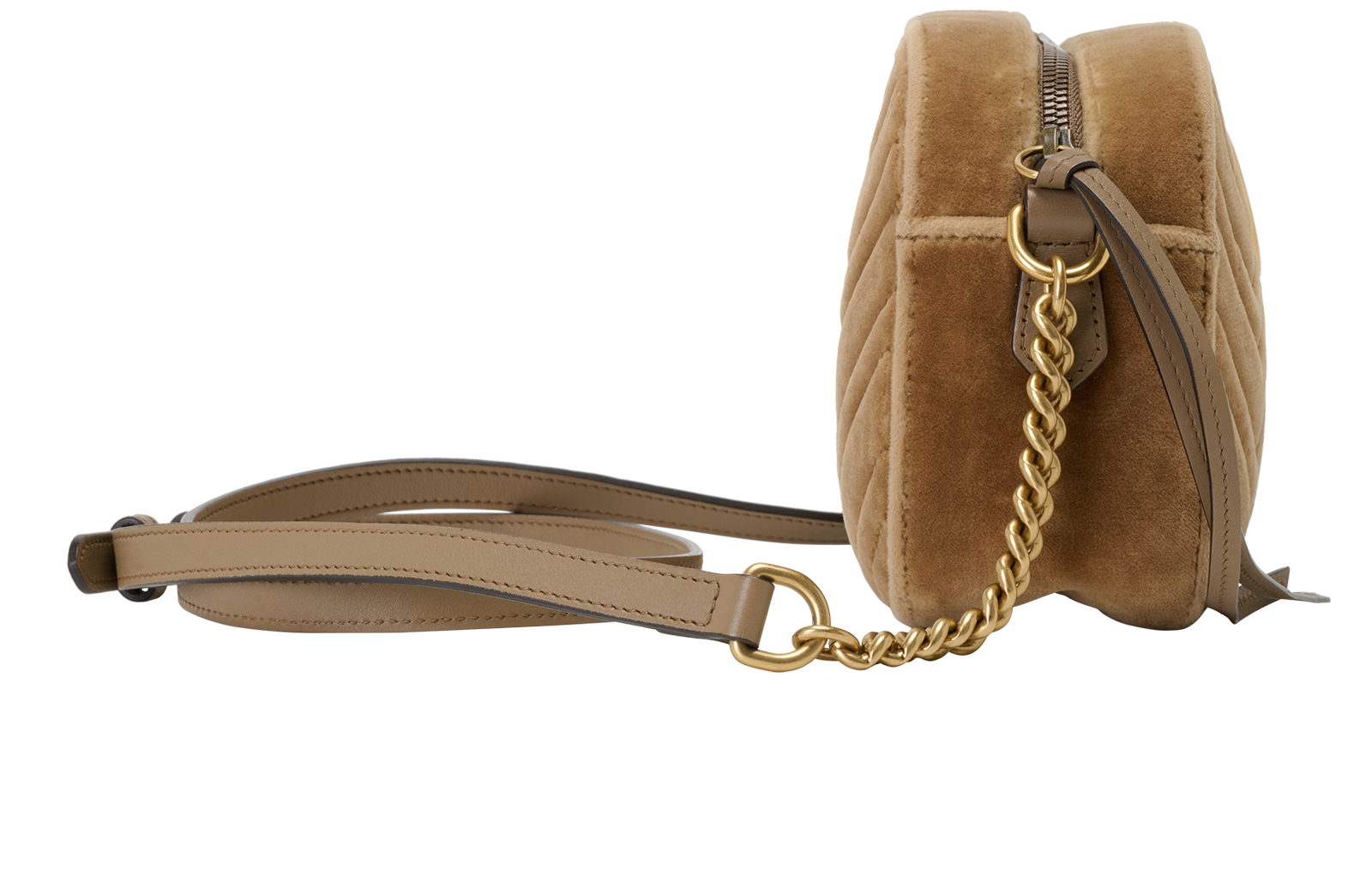 Small GG Marmont Crossbody, &pound;420, Handbags, Taupe, Velvet, Side view